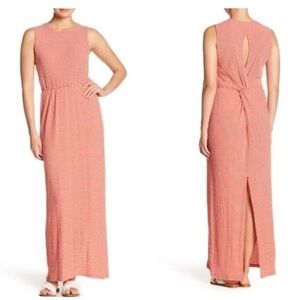 DEREK LAM 10 CROSBY orange white stripe open back twist sleeveless maxi dress